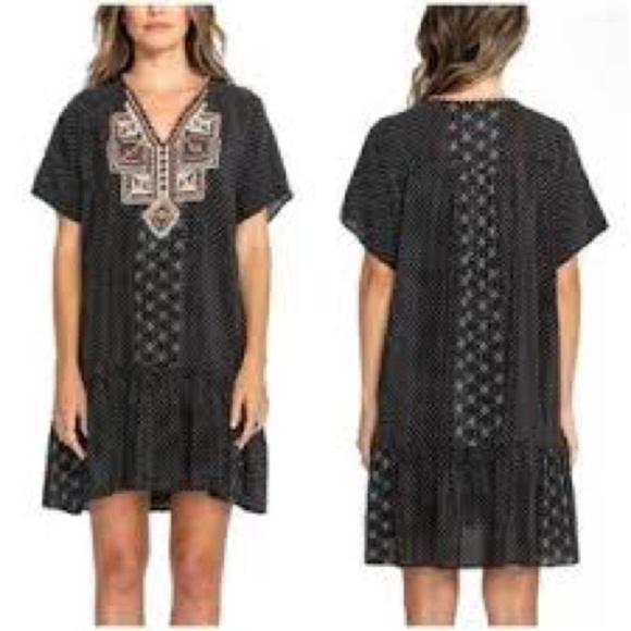 Johnny Was Silk Biya mini dress embroidered flowers floral ruffles short sleeve - Picture 1 of 9